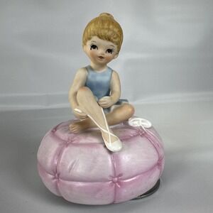 Vintage Ebeling & Reuss 1984 Ballerina Music Box Dancer‎ Bisque Figurine *Works*